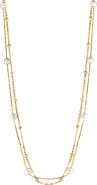 EFFY 14k Gold Plated Sterling Silver 6mm Freshwater Pearl Station Layered Necklace