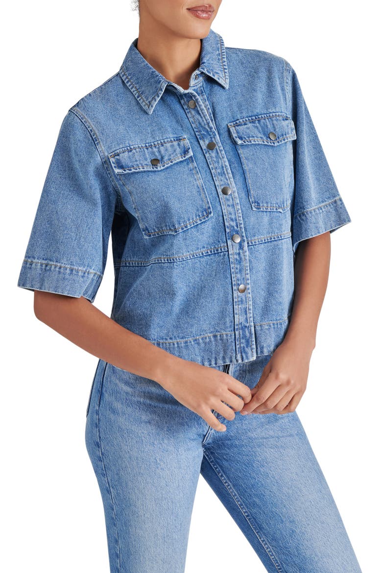 Eliana Denim Shirt, Alternate, color, MEDIUM BLUE