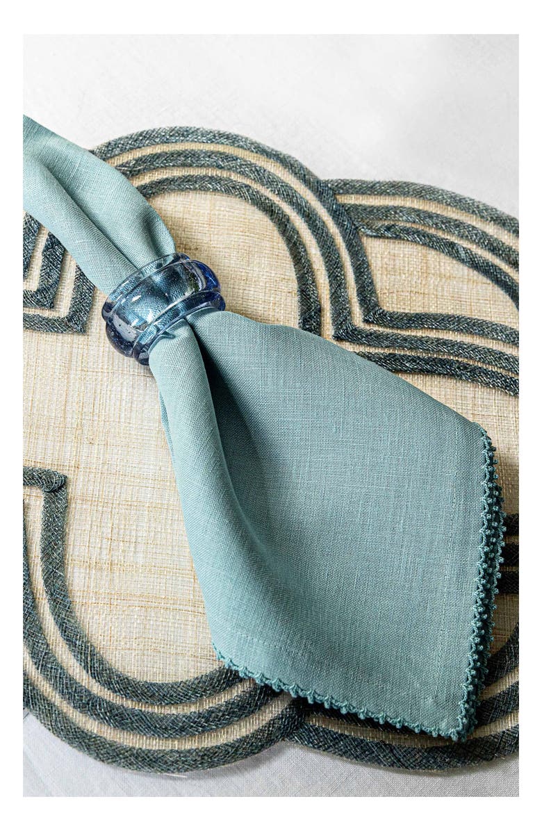 Juliska Set of 4 Berry Scallop Linen Napkins, Alternate, color, Light Blue