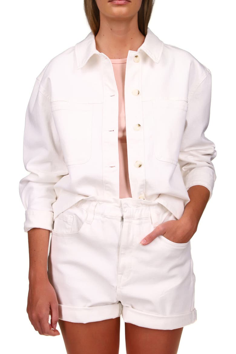 Beyonder White Denim Trucker Jacket, Main, color, VINTAGE WH