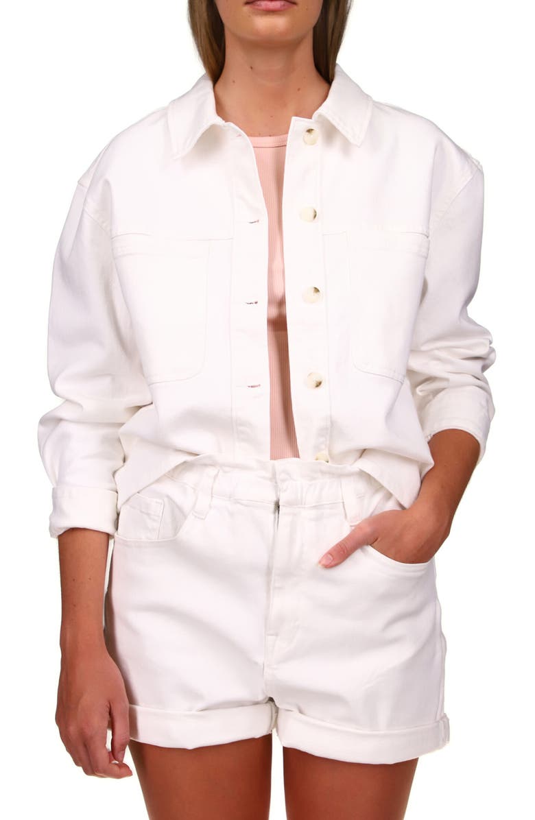 Sanctuary Beyonder White Denim Trucker Jacket, Main, color, 