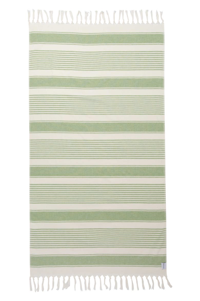 Sauna Stripe Organic Terry Cloth Lined Turkish Towel, Main, color, Olive