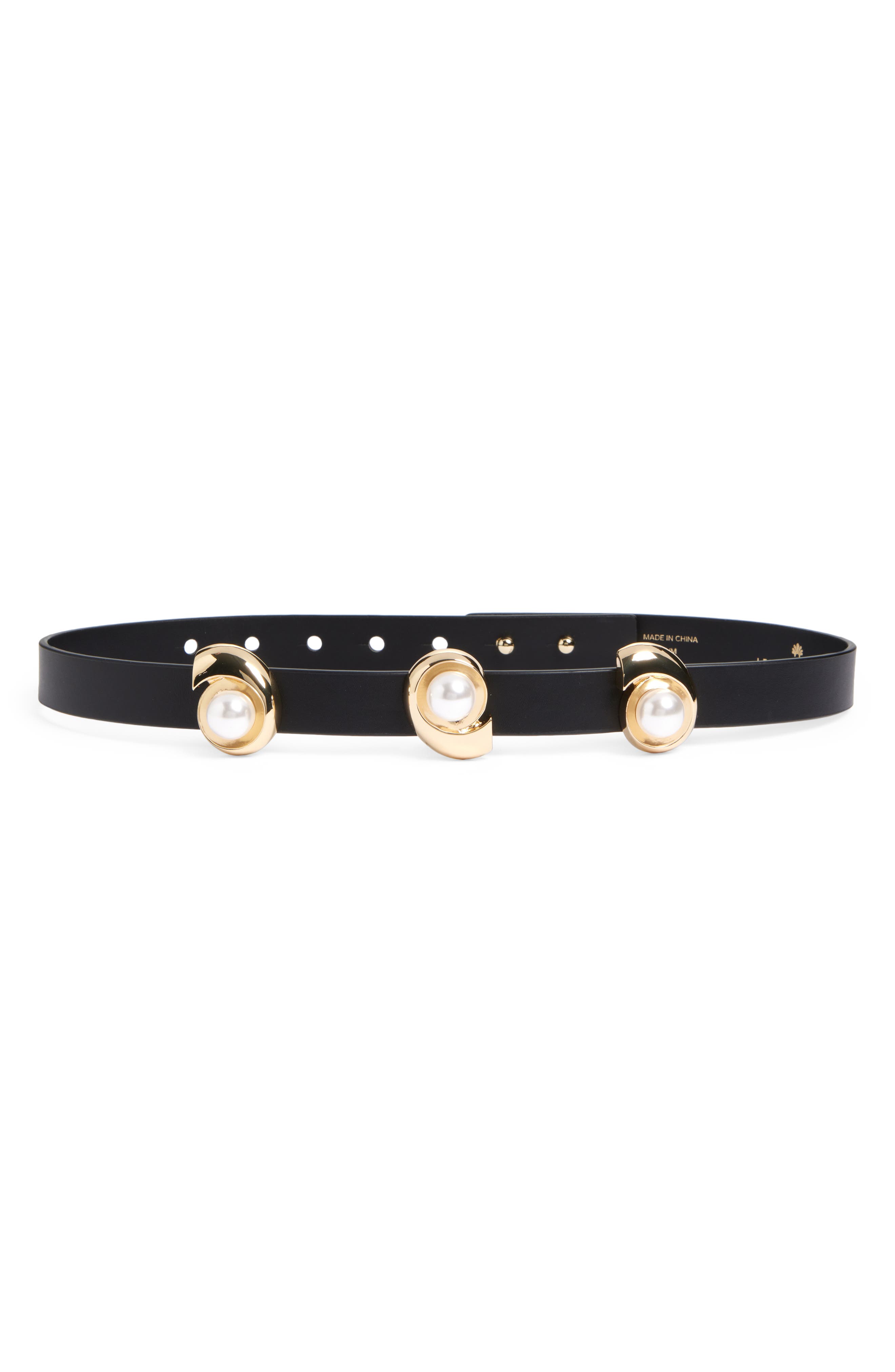 Lele Sadoughi Black and Gold Pearl Station Belt Lele Sadoughi Oval Pearl Station Belt In Jet - 40% Off  main image 4
