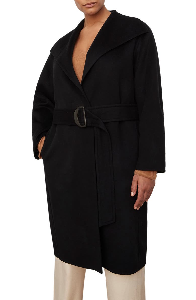 Vince Drape Neck Belted Wool & Cashmere Coat, Main, color, 