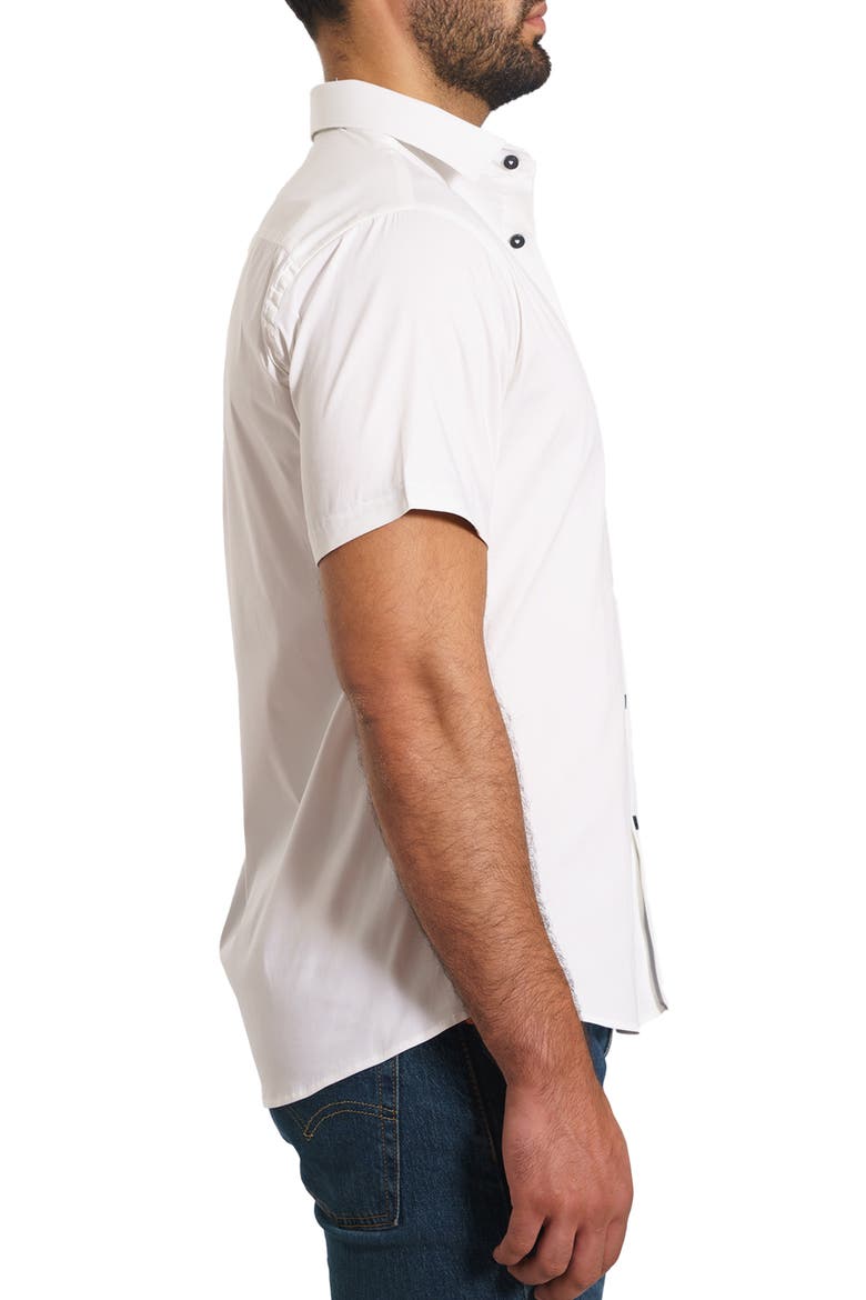Trim Fit Solid Cotton Short Sleeve Button-Up Shirt, Alternate, color, WHITE