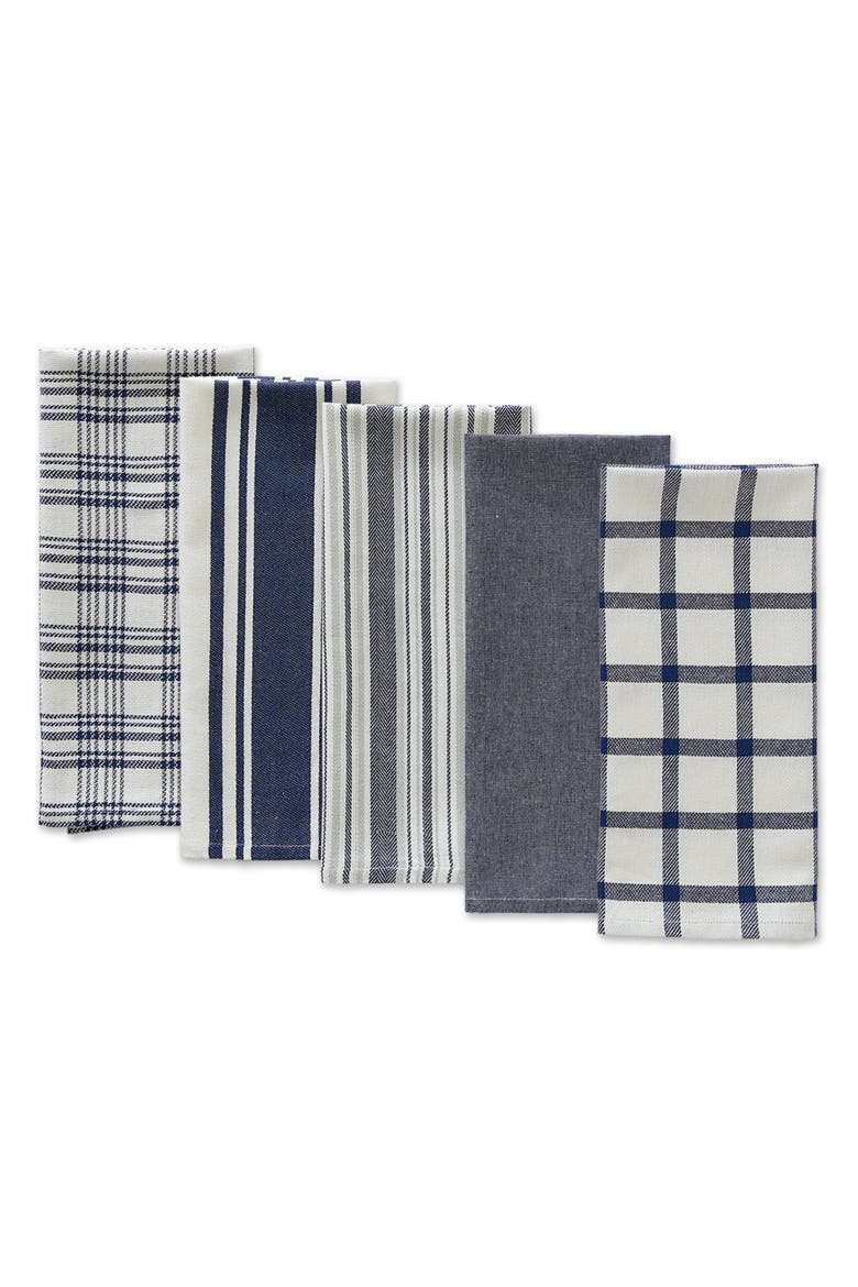 Everyday Mixed Basic Dishtowel Set/5, Alternate, color, Nautical Blue