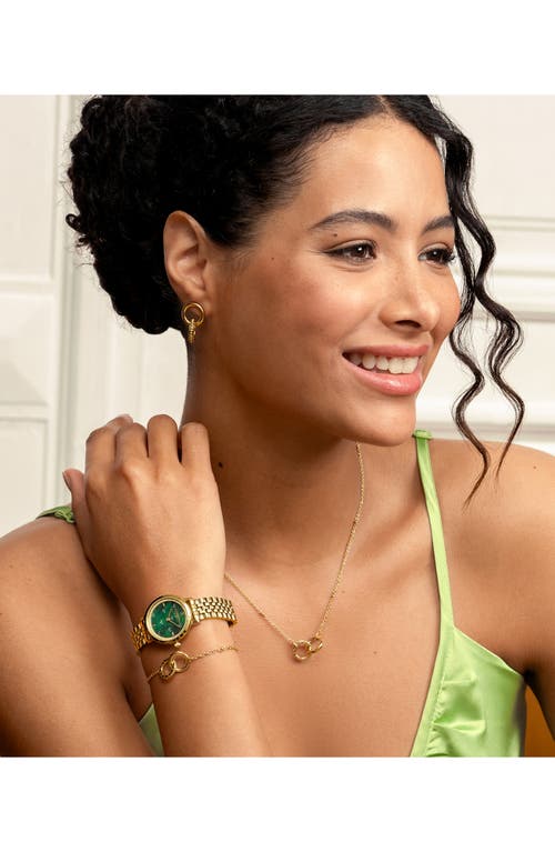 Olivia Burton Women's Honeycomb Ultra Slim Gold Tone Bracelet Watch, 28mm In Green