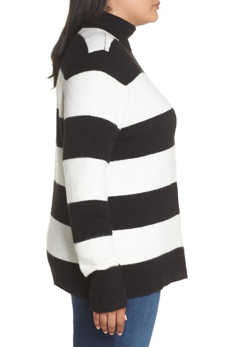 x Atlantic-Pacific Stripe Turtleneck Sweater, Alternate, color, BLACK- IVORY STRIPE