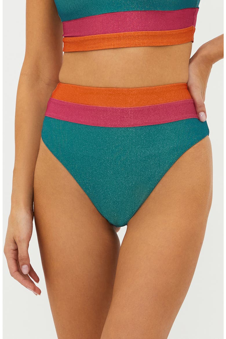 Heidi Colorblock High Waist Bikini Bottoms, Main, color, SORBET SEA COLORLBOCK