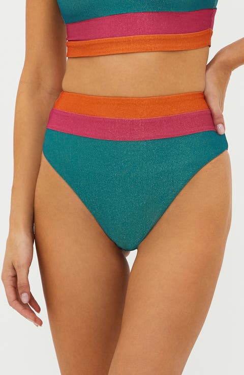 Heidi Colorblock High Waist Bikini Bottoms