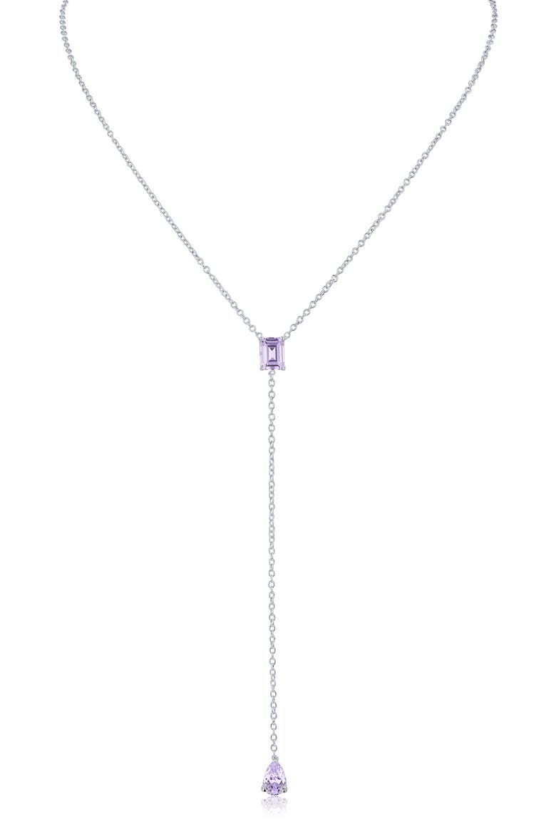 Cubic Zirconia Y-Necklace, Main, color, LAVENDER / SILVER