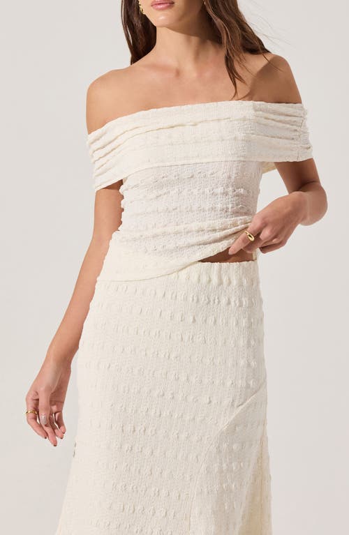 Astr The Label Off The Shoulder Textured Knit Top In White