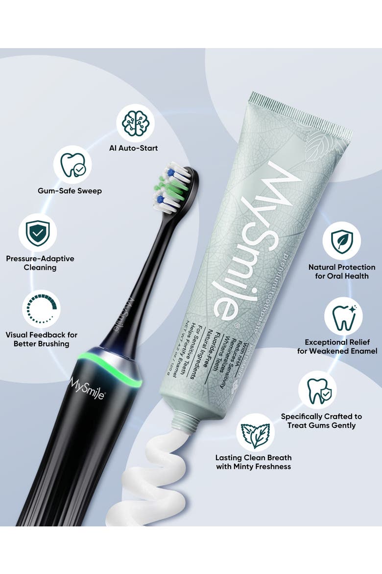 Button-Free Sonic Toothbrush & Nano-Hydroxyapatite Toothpaste Bundle, Alternate, color, Glacier Noir