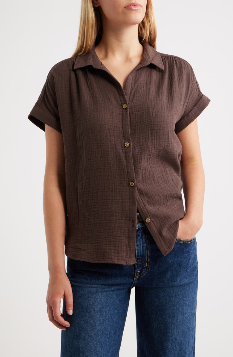 beachlunchlounge Devin Gauze Shirt, Main, color, Java