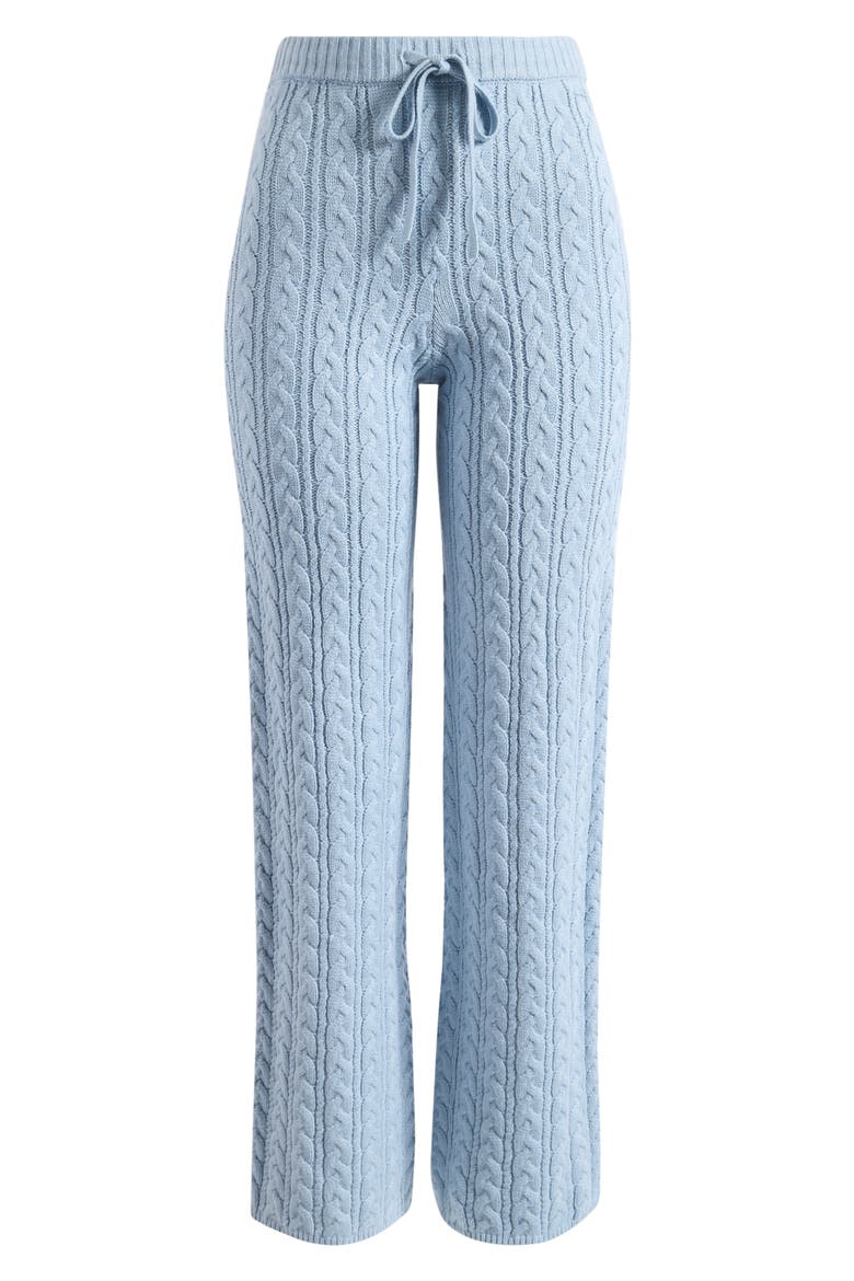 Sweater Knit Cable Straight Leg Pants, Main, color, FOG