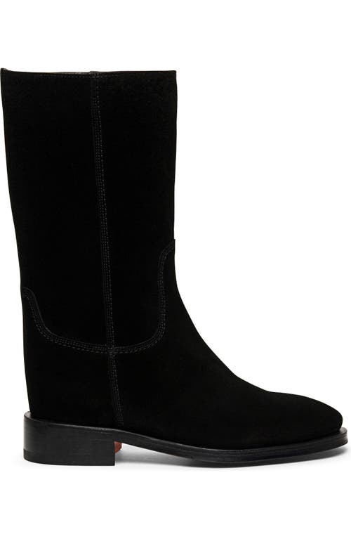 Santoni Fleeces Suede Tall Ranch Boots In Black
