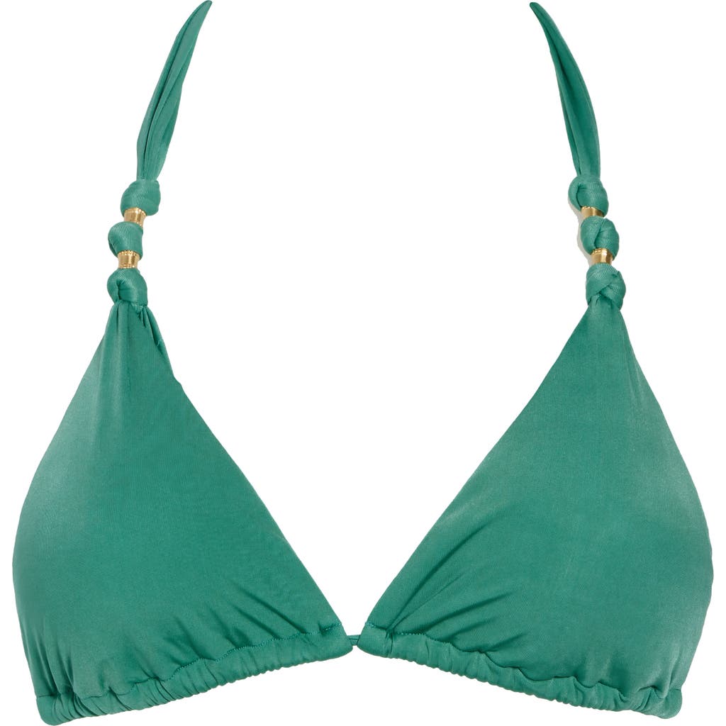 Vix Swimwear Solid Beaded Triangle Bikini Top In Aspen