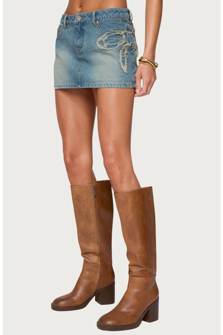 Bowiee Denim Miniskirt, Alternate, color, BLUE-WASHED