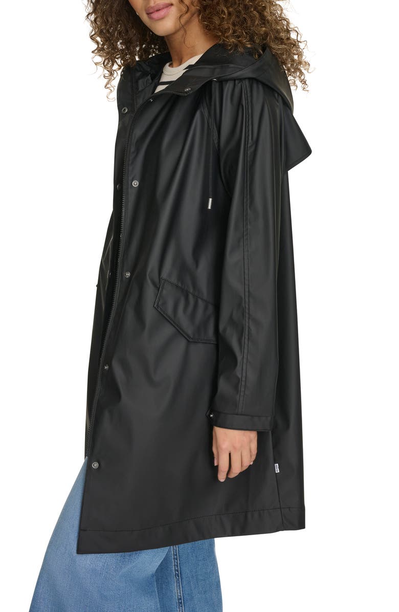 Water Resistant Hooded Long Rain Jacket