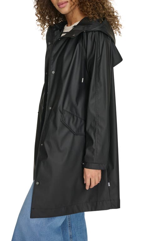 Levi's Water Resistant Hooded Long Rain Jacket In Black