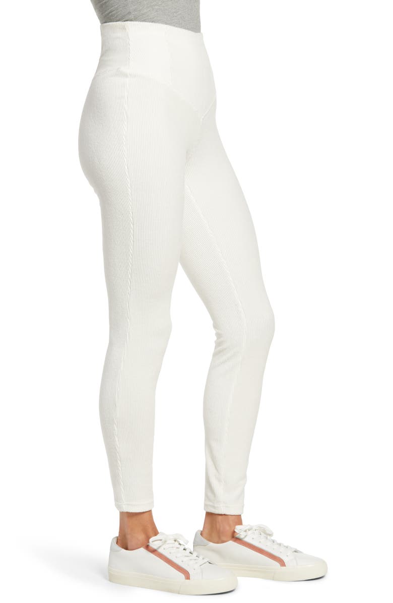 Hue Corduroy Leggings, Alternate, color, White Satin