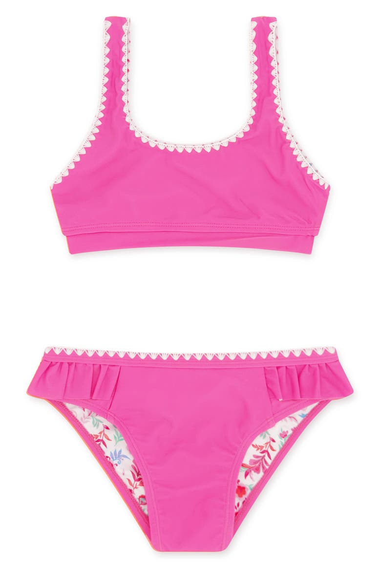 Kids' 4 The Frill of It UPF 50+ Two-Piece Swimsuit, Main, color, PINK SUNSET