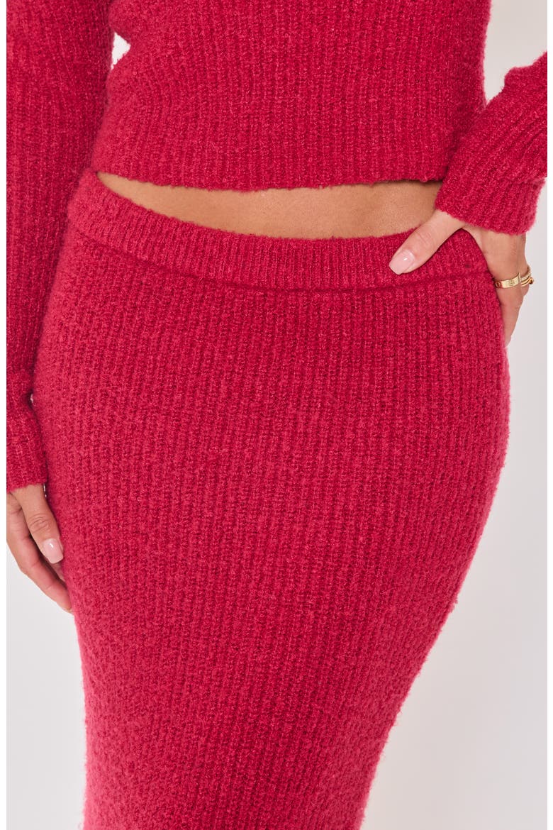 Ruby Flute Rib Maxi Skirt, Alternate, color, WINE