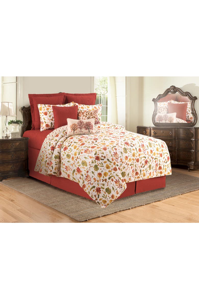 Autumn Forest Falling Leaves Embroidered Mini Accent Pillow 12" x 18", Alternate, color, Orange