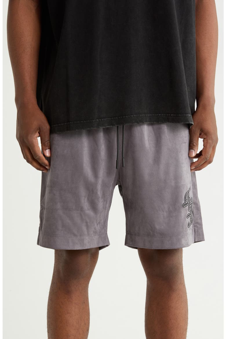 Clyde Shorts, Main, color, STONE SCRIPT LOGO