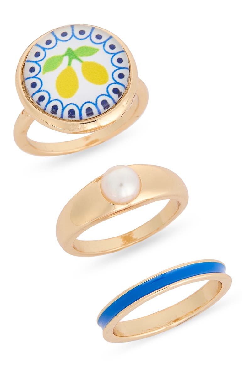 Lemon 3-Pack Rings, Main, color, BLUE MULTI- GOLD