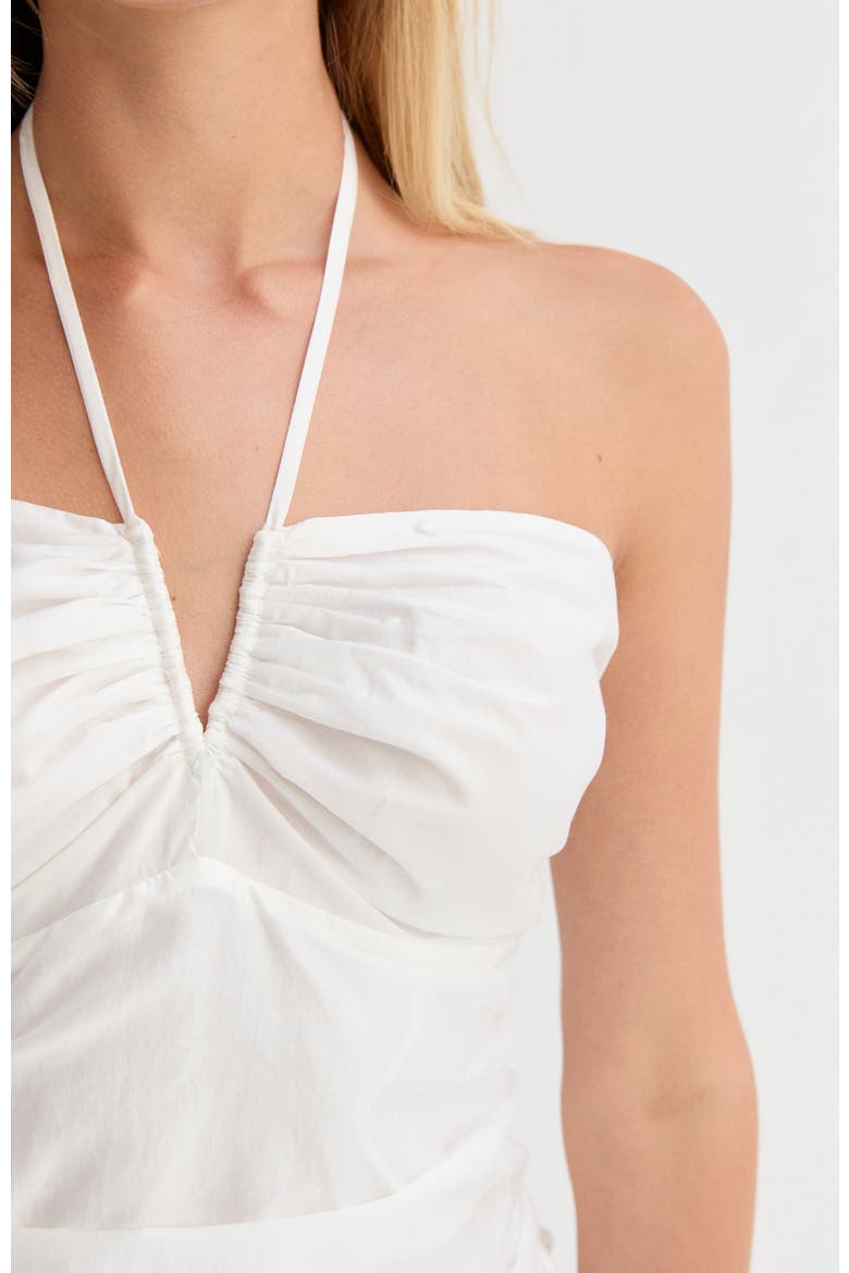 Shirred Halter Tencel Blend Midi Dress, Alternate, color, White