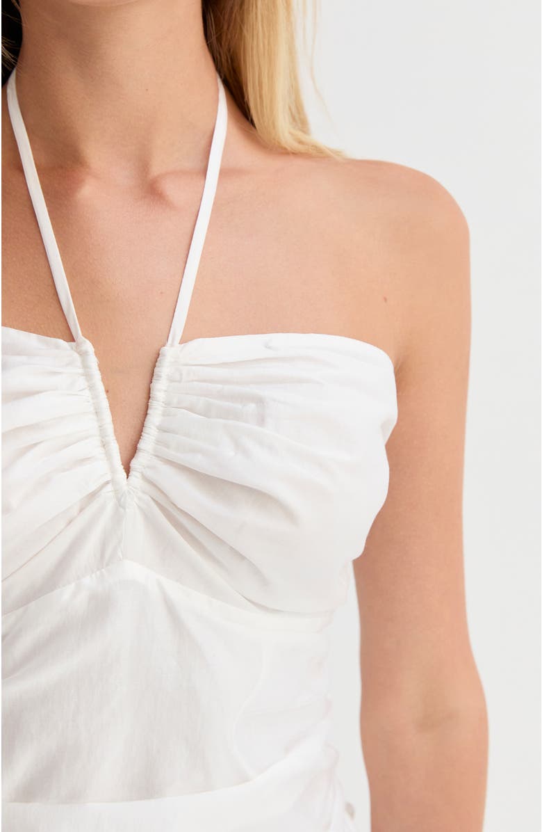 CRESCENT Shirred Halter Tencel Blend Midi Dress, Alternate, color, White