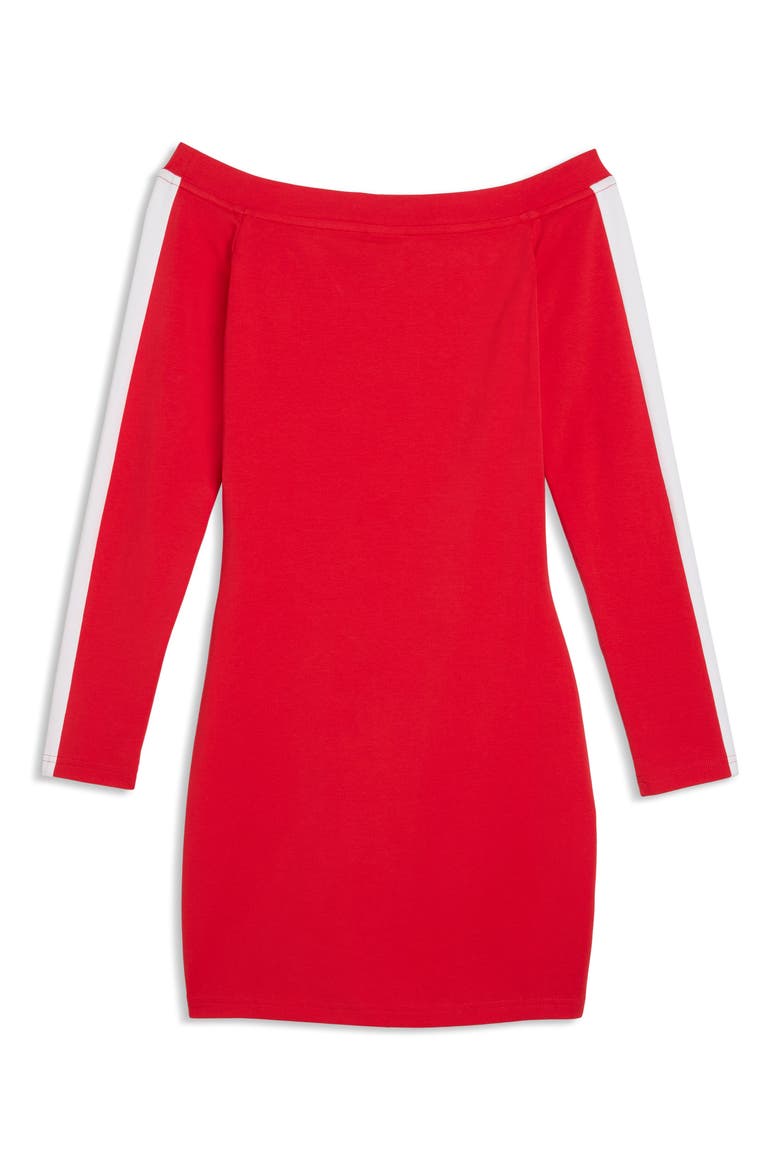 T7 Off the Shoulder Bodycon Dress, Alternate, color, FOR ALL TIME RED