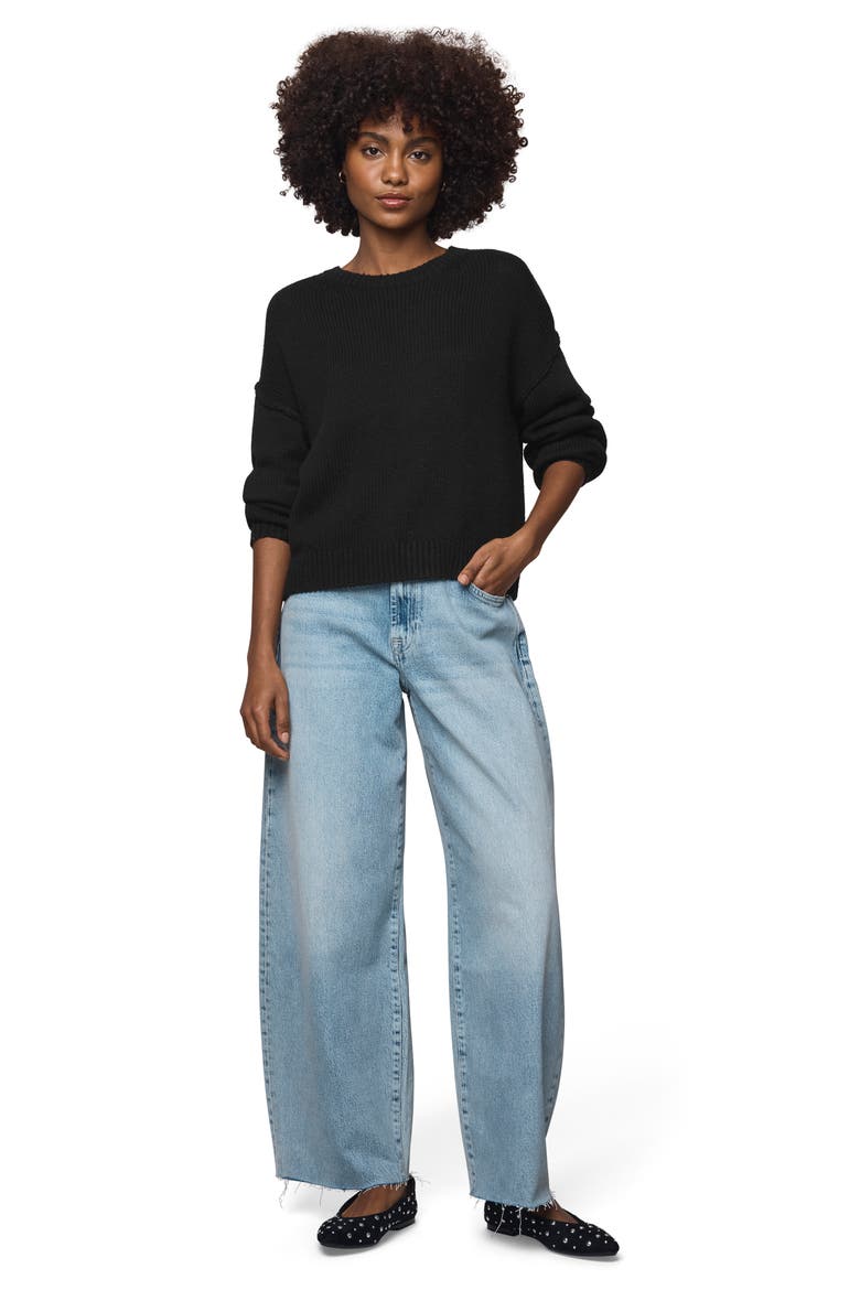 Delaney Crewneck Cotton Blend Sweater, Alternate, color, BLACK