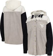 GAMEDAY COUTURE Women's Gameday Couture Gray West Virginia Mountaineers Vintage Wash Corduroy Full-Snap Hooded Shacket
