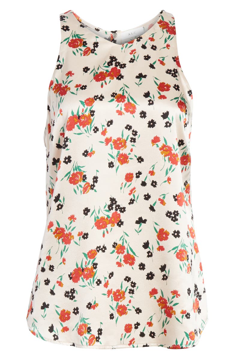 A.L.C. Ansie Floral Print Stretch Silk Top, Alternate, color,