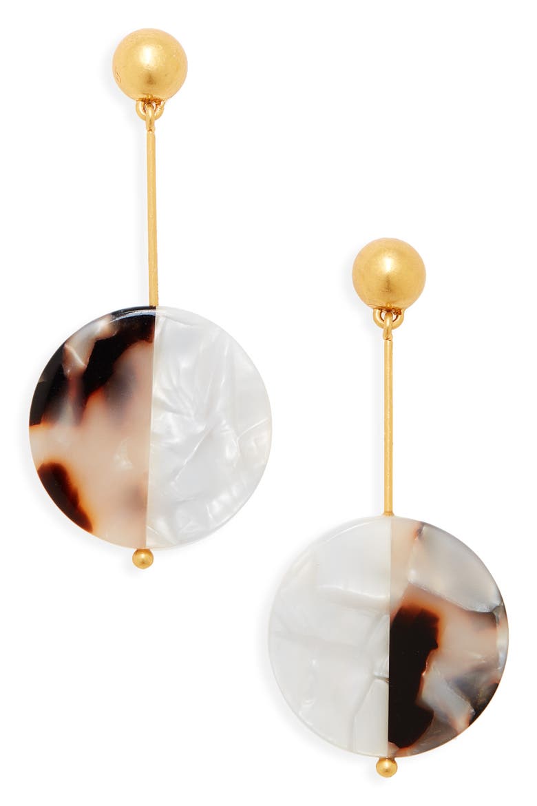 Acetate Disc Statement Earrings, Main, color, SHELL TORT
