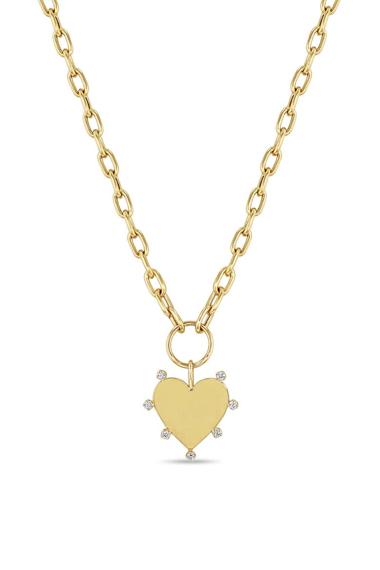 Diamond Heart Pendant Necklace, Main, color, YELLOW GOLD