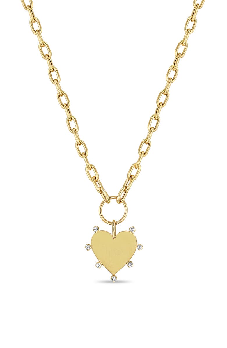 Zoë Chicco Diamond Heart Pendant Necklace, Main, color, 
