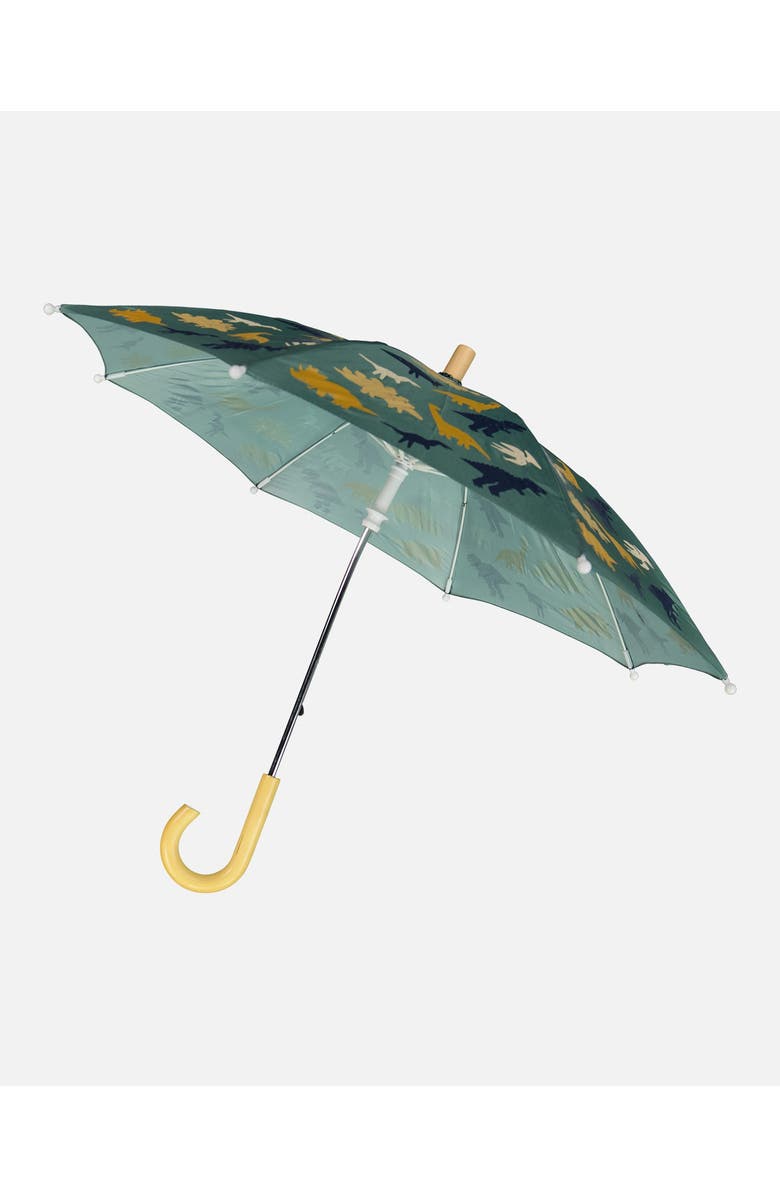 Deux par Deux Girl Color-Changing Animal Umbrella, Alternate, color, Green Dinosaur Print
