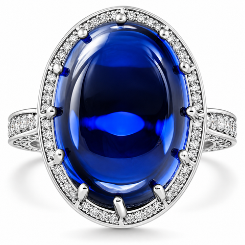 22.70ct Ceylon Star Sapphire Diamond Heirloom Ring 14k Gold Lab Grown