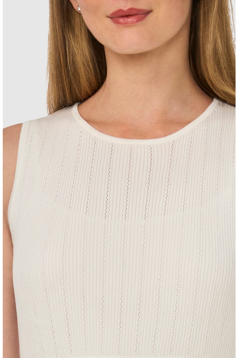 Sleeveless Pointelle A-Line Sweater Dress, Alternate, color, BRIGHT WHITE