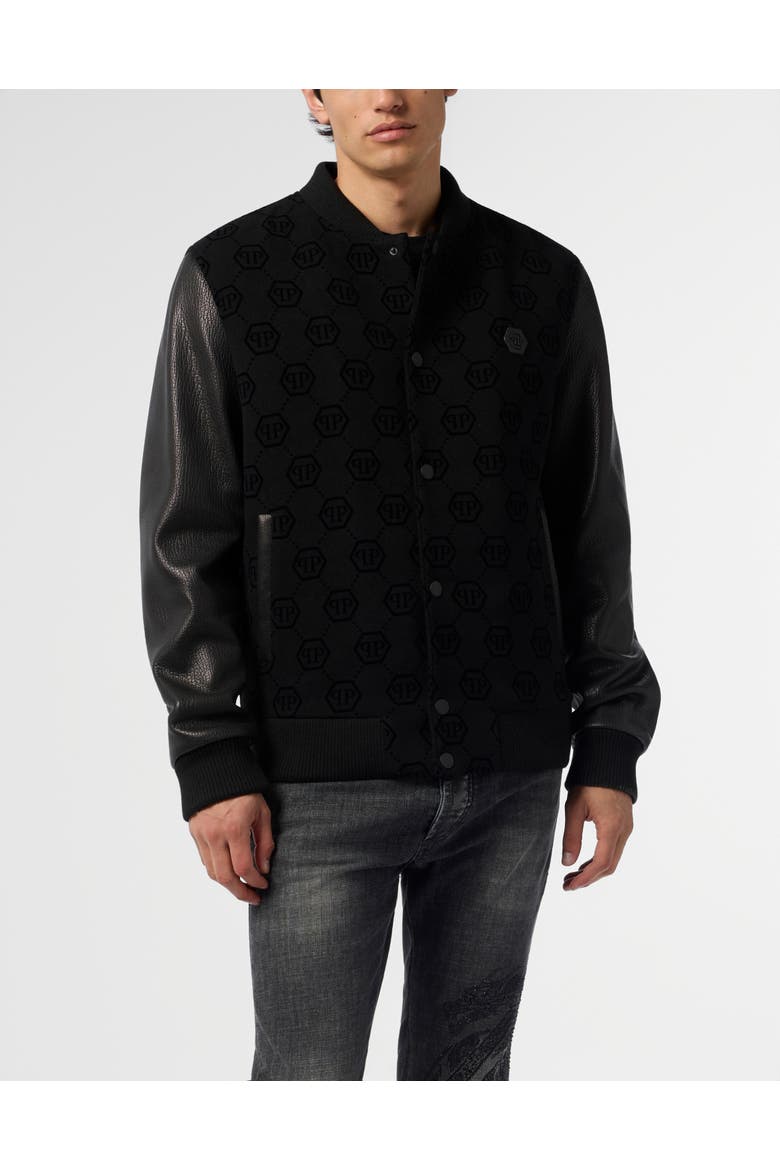 Varsity Bomber Monogram Monogram Men, Main, color, black