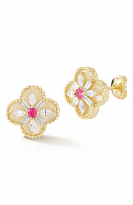 Clover Mother of Pearl Stud Earrings