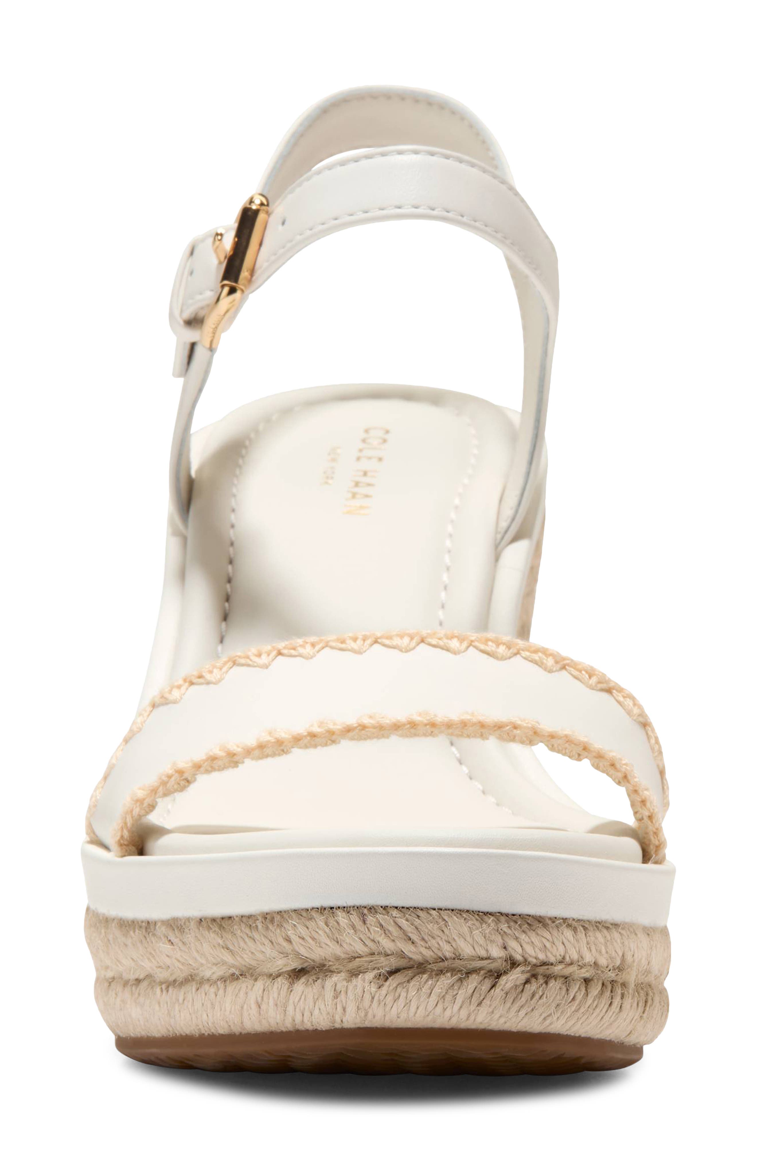 Cole Haan Asbury Cloudfeel Wedge Sandal, Alternate, color, Powder Leather /Natural Raffia