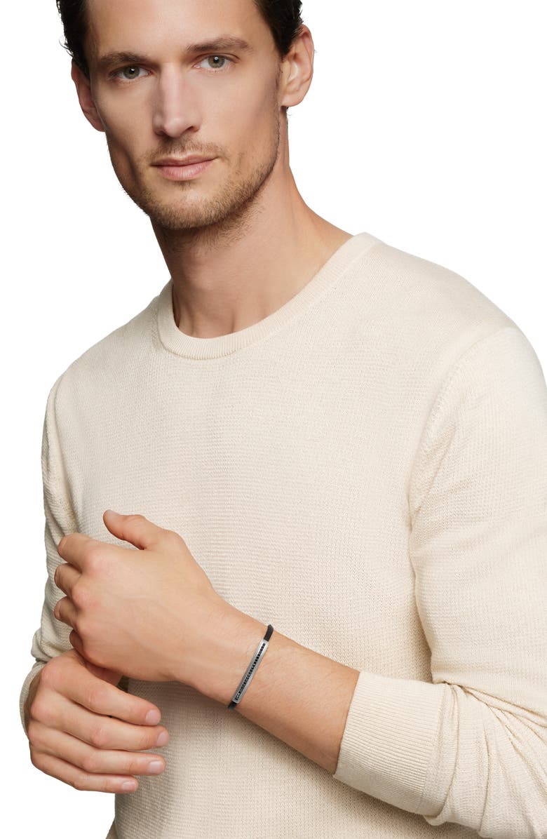 David Yurman Pavé Leather ID Bracelet, Alternate, color, Black Diamond