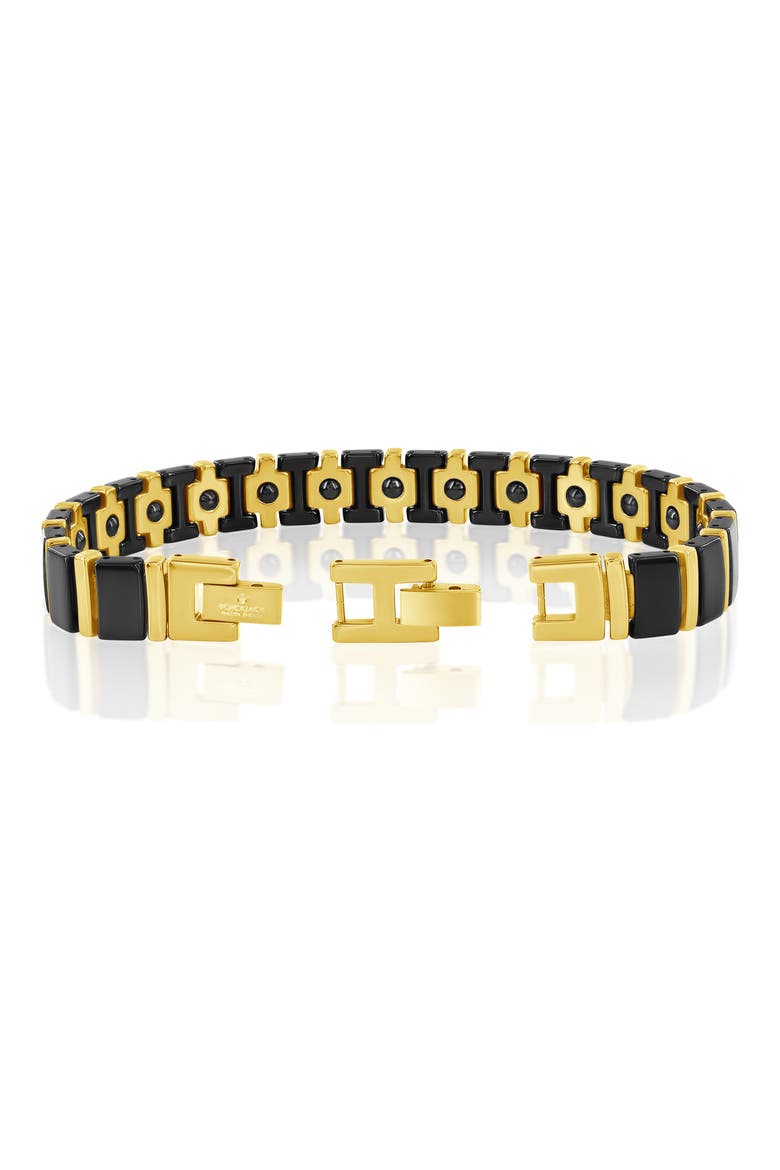 Men's Link Two-Tone Bracelet, Alternate, color, BLACK/ GOLD