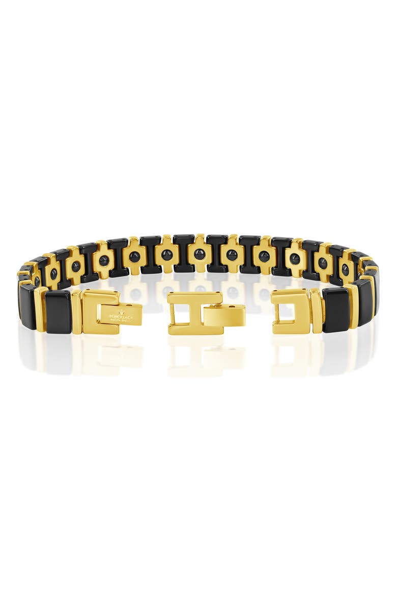 BLACKJACK Men's Link Two-Tone Bracelet, Alternate, color, Black/ Gold