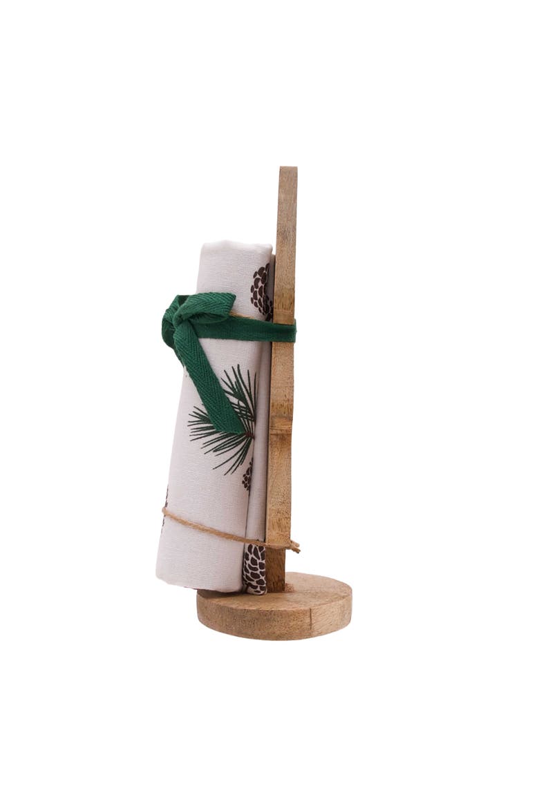Pinecone Botanical Christmas Towel & Stand Gift Set, Alternate, color, Green