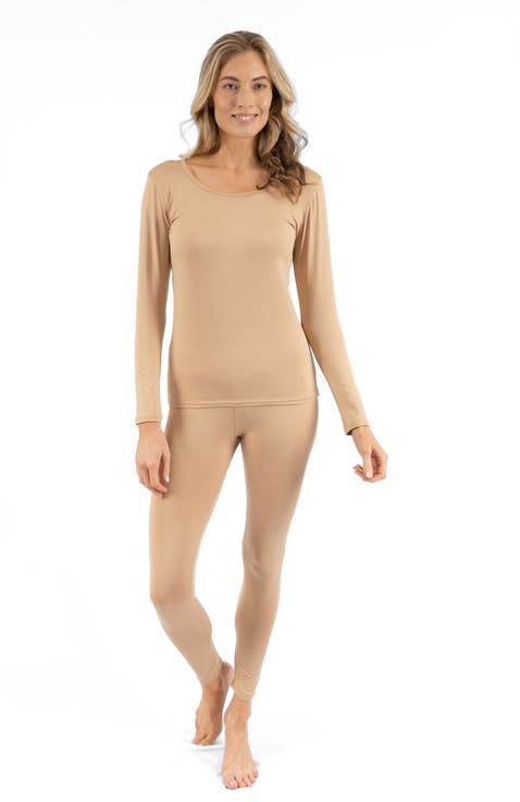 Women's Solid Thermal Pajama Set